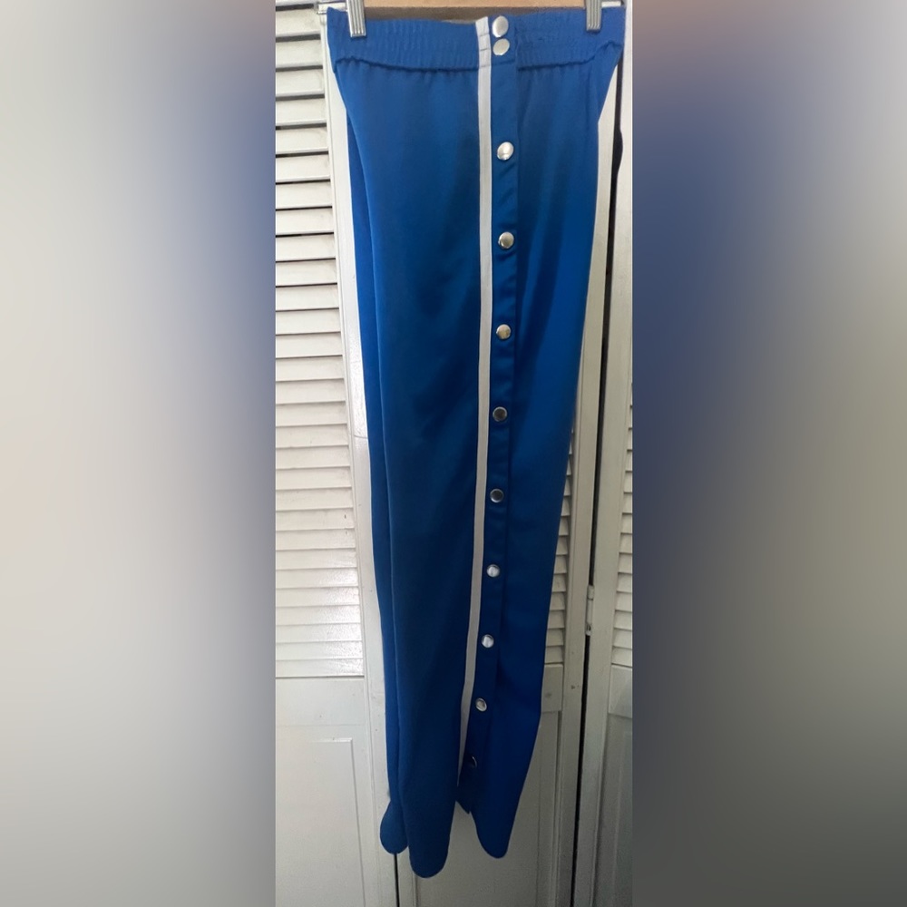 Side Seam Split Hem Button Detail Pants - image 5